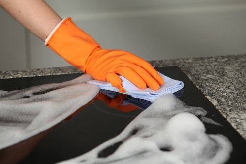 Confident customer confirming a secure cleaning payment